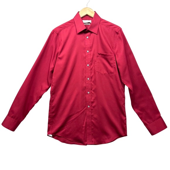 Joseph Abboud Other - Joseph Abboud Mens Slim Fit Dress Shirt Red Herringbone Long Sleeve Button Down